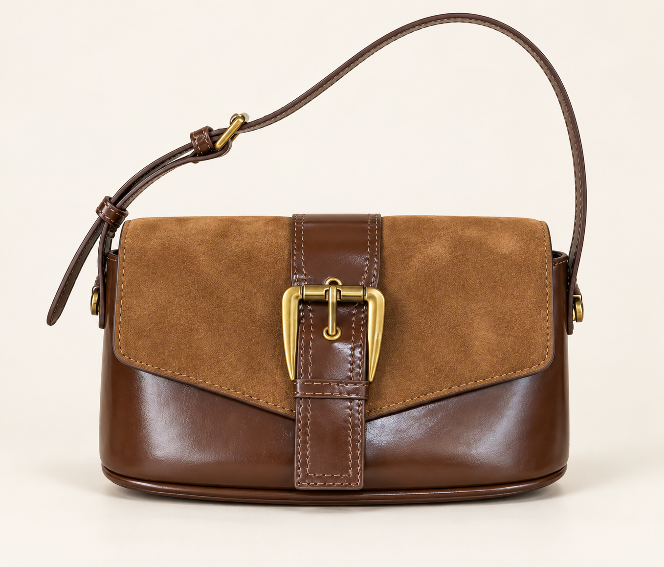 HY-007 — Buckle-front PU flap bag