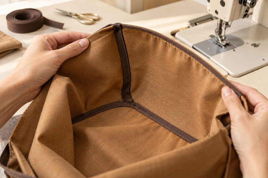 How Handbag Internal Seam Binding Is Sewn: Corners and Folded Ends