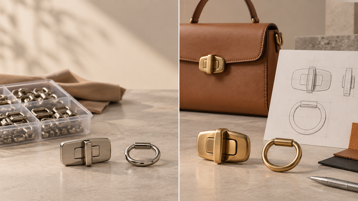 Comparison of stock and custom handbag hardware options