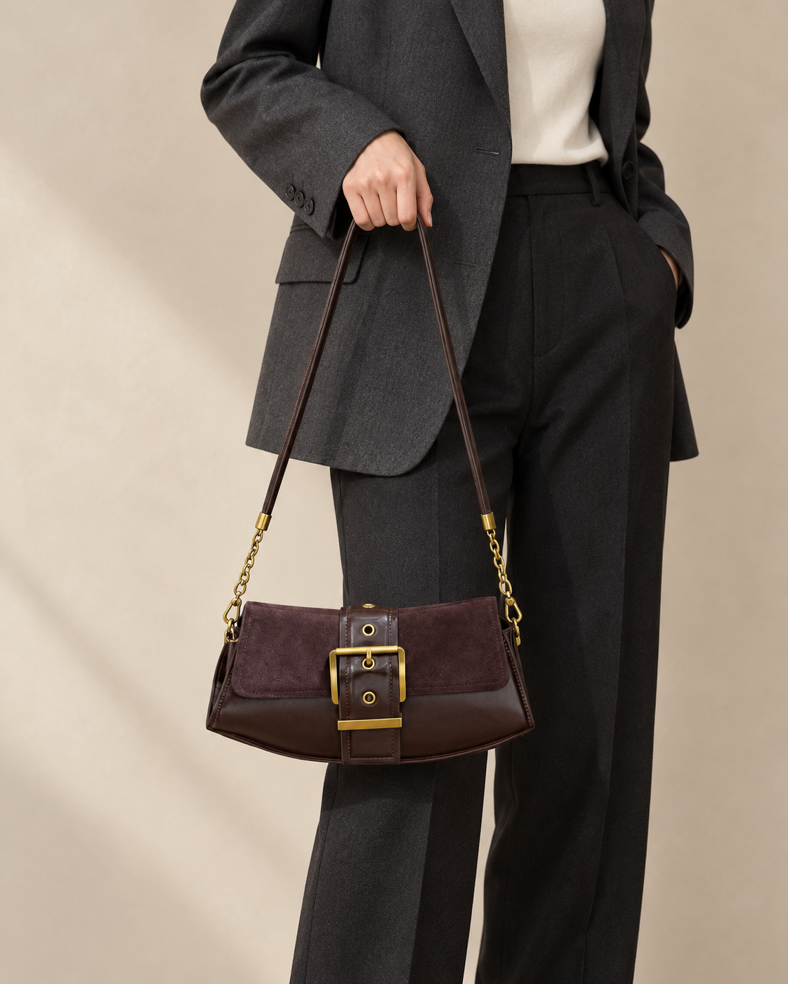 AI styling illustration of HY-001 in deep brown contrast