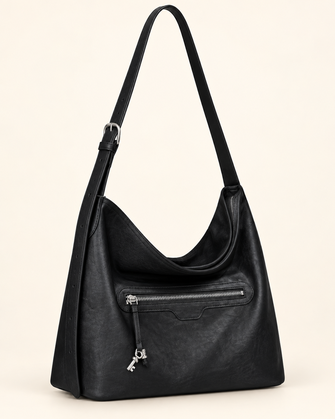 HY-018 — Zip-pocket PU hobo bag